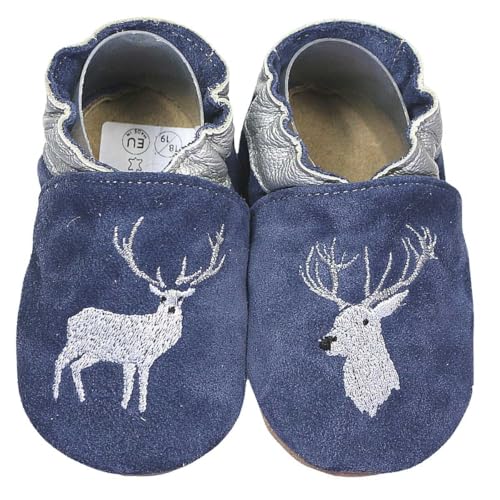 HOBEA-Germany Krabbelschuhe für Jungs und Mädchen in verschiedenen Designs (Hirsch, 20/21) von HOBEA-Germany