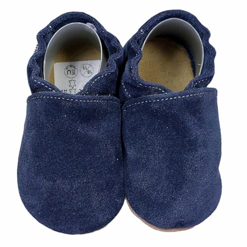 HOBEA-Germany Krabbelschuhe für Jungs und Mädchen in verschiedenen Designs 18/19 (6-12 Mon), dunkelblau Wildleder von HOBEA-Germany