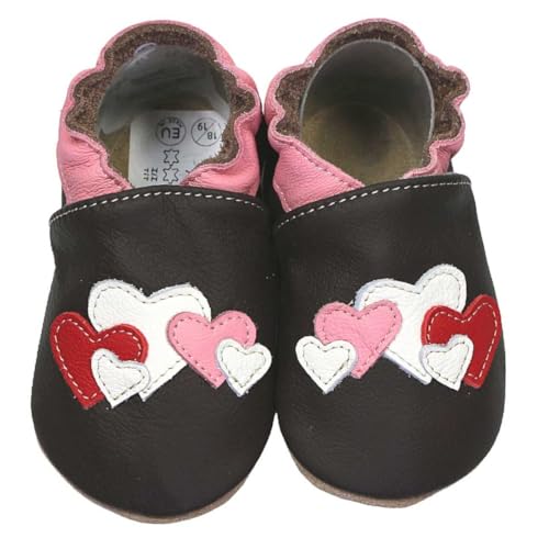 HOBEA-Germany Krabbelschuhe für Jungs und Mädchen in verschiedenen Designs, Schuhgröße:18/19 (6-12 Monate), Modell Schuhe:Herzen von HOBEA-Germany