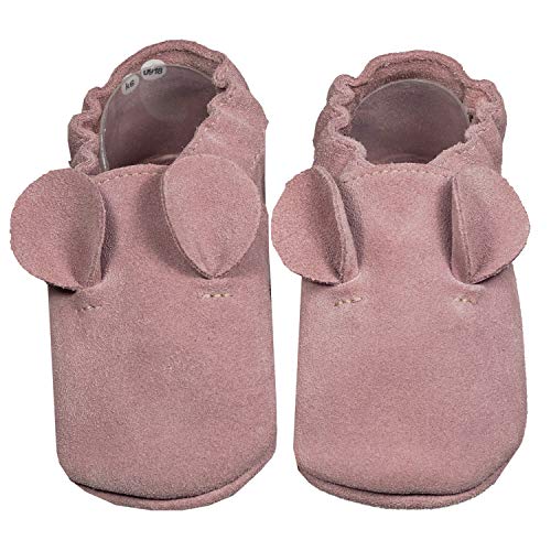 HOBEA-Germany Krabbelschuhe in verschiedenen Designs für Mädchen (18/19 EU, Mäuseohr Altrosa) von HOBEA-Germany