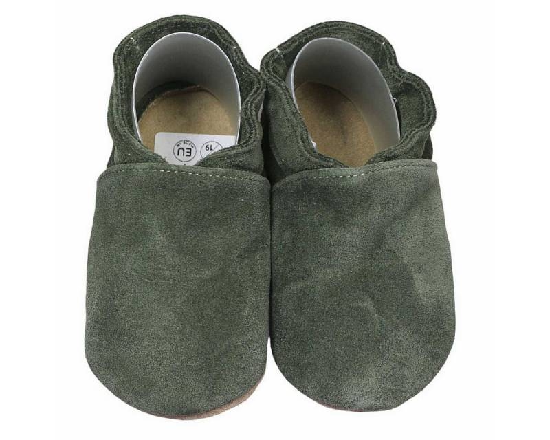 HOBEA-Germany Krabbelschuhe oliv 16/17 (0 - 6 Monate) Krabbelsohle Krabbelschuh handgefertigt in der EU von HOBEA-Germany