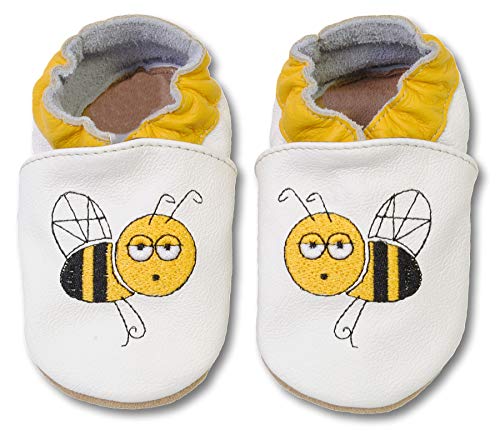 HOBEA-Germany bestickte Krabbelschuhe in verschiedenen Designs, Größe Schuhe:16/17 (0-6 Mon), bestickte Motive:Biene von HOBEA-Germany