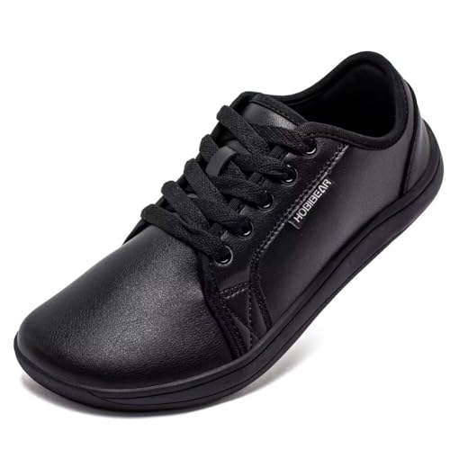 HOBIBEAR Barfuss Schuhe Damen Herren Breite Leder Minimalistische Outdoor Trail Running Walking Schuhe Schwarz Größe 45 HOBIBEAR Barfuss Schuhe Damen Herren Breite Leder Minimalistische Outdoor Trail Running Walking Schuhe Schwarz Größe 45 von HOBIBEAR
