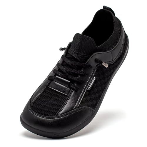 HOBIBEAR Barfußschuhe für Damen und Herren, breite Zehenbox, Zero Drop, Slip-on, Walking-Sneaker, Schwarz, 13.5 Wide Women/12.5 Wide Men von HOBIBEAR
