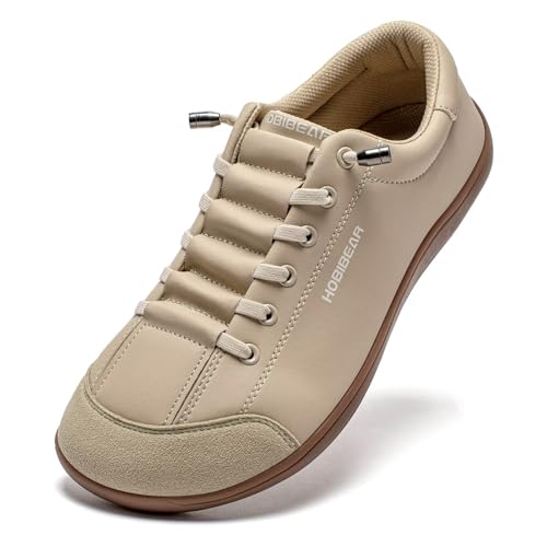 HOBIBEAR Barfußschuhe für Damen und Herren | Zero Drop | Breite Leder Minimalistische Trail Running Walking Schuhe von HOBIBEAR