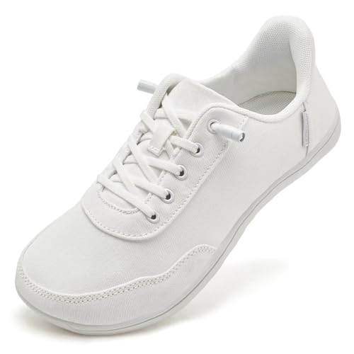 HOBIBEAR Damen Barfußschuhe Freihändig Minimalistische Herren Sneaker Breite Zehenpartie Slip On Schuhe Canvas Schuhe Nullsprengung Atmungsaktive Leichte Wanderschuhe Bequeme Lässige Modische Sneaker von HOBIBEAR