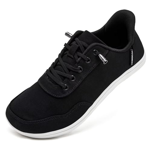 HOBIBEAR Damen Barfußschuhe Freihändig Minimalistische Herren Sneaker Breite Zehenpartie Slip On Schuhe Canvas Schuhe Nullsprengung Atmungsaktive Leichte Wanderschuhe Bequeme Lässige Modische Sneaker von HOBIBEAR