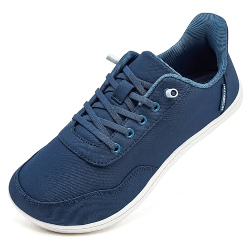 HOBIBEAR Damen Barfußschuhe Freihändig Minimalistische Herren Sneaker Breite Zehenpartie Slip On Schuhe Canvas Schuhe Nullsprengung Atmungsaktive Leichte Wanderschuhe Bequeme Lässige Modische Sneaker von HOBIBEAR