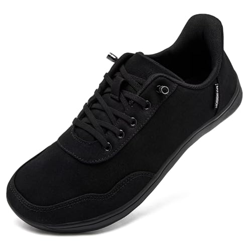 HOBIBEAR Damen Barfußschuhe Freihändig Minimalistische Herren Sneaker Breite Zehenpartie Slip On Schuhe Canvas Schuhe Nullsprengung Atmungsaktive Leichte Wanderschuhe Bequeme Lässige Modische Sneaker von HOBIBEAR
