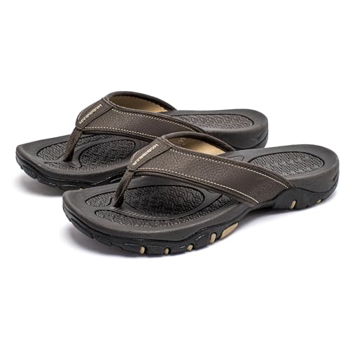 HOBIBEAR Herren Flip Flops Zehentrenner Arch Support Outdoor Sandalen Sommer Beach Surfen Sommerschuhe Rutschfest Hausschuhe Pantoletten Braun 81,43 EU von HOBIBEAR