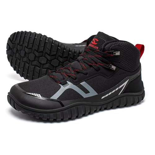 HOBIBEAR Herren Knöchelhohe Wanderstiefel Rucksackreisen Leichte Atmungsaktive Trekkingwege Rutschfeste Outdoor Schuhe, Schwarz , 37.5 EU von HOBIBEAR