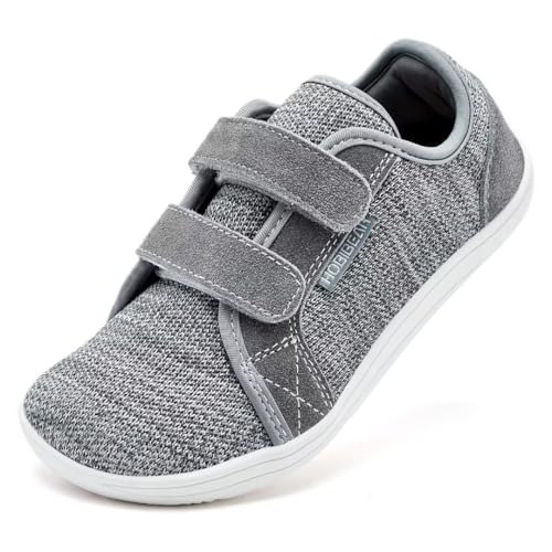 HOBIBEAR Kinder Breite Barfußschuhe für Jungen Mädchen Outdoor Trail Running Minimalist Walking Schuhe(EU 34,Grau) von HOBIBEAR