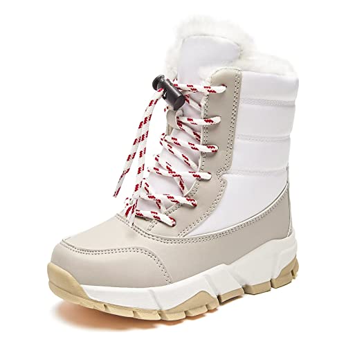 HOBIBEAR Kinder Winterstiefel Schneestiefel Winter Outdoor Warme Stiefel Jungen Mädchen（Weiß, EU 30 von HOBIBEAR