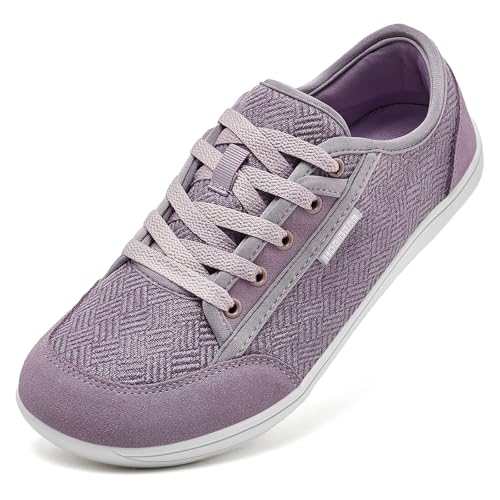 HOBIBEAR Schuhe Breite Füße Unisex Weit Barfußschuhe Minimalistische Barfuss Schuhe Herren Damen Outdoor Trail Barfussschuhe Zehenbox Laufschuhe Walkingschuhe Violett，EU 44 von HOBIBEAR