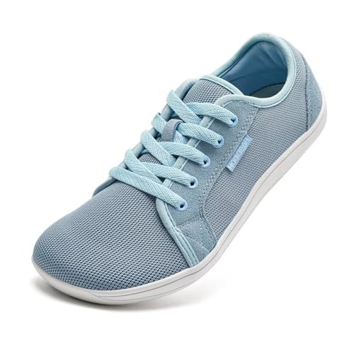 HOBIBEAR Unisex Breite Barfuss Schuhe Damen Herren Barfußschuhe Minimalistische Outdoor Trail Running Walking Schuhe (Grau-Blau EU 47) von HOBIBEAR