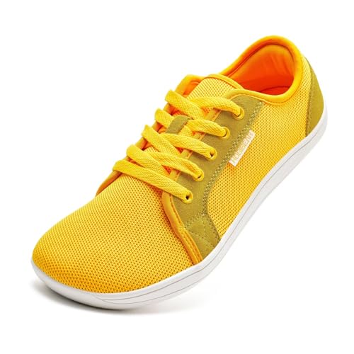 HOBIBEAR Unisex Breite Barfuss Schuhe Damen Herren Barfußschuhe Minimalistische Outdoor Trail Running Walking Schuhe (gelb EU 45) von HOBIBEAR