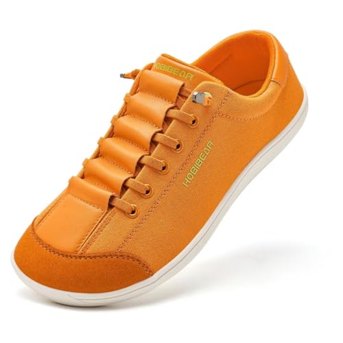 HOBIBEAR Unisex Breite Barfuss Schuhe Damen Herren Minimalistische Barfußschuhe Outdoor Trail Running Schuhe Orange EU 43 von HOBIBEAR