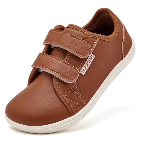 HOBIBEAR Unisex Kinder Barfußschuhe Leder Breite Minimalistische Walking Schuhe für Jungen Mädchen Komfortabel Leicht von HOBIBEAR