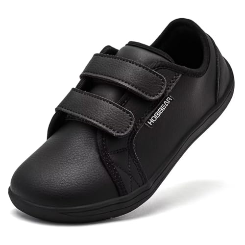 HOBIBEAR Unisex Kinder Barfußschuhe Leder Breite Minimalistische Walking Schuhe für Jungen Mädchen Komfortabel Leicht von HOBIBEAR