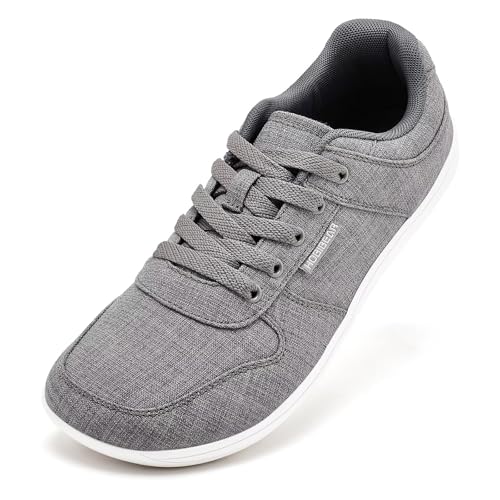HOBIBEAR Unisex Segeltuch Schuhe Herren Weit Barfuß Schuhe Damen Mode Turnschuhe Klassische Freizeitschuhe Zero Drop Sohle (Gray EU 44) von HOBIBEAR