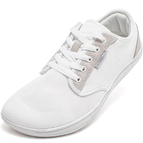 HOBIBEAR Unisex Weit Barfußschuhe Minimalistische Barfuss Schuhe Herren Damen Outdoor Trail Running Walking Schuhe(weiß, EU 37) von HOBIBEAR