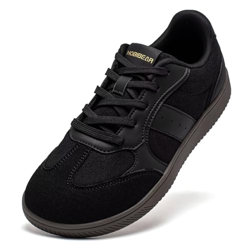 HOBIBEAR Unisex breite Barfuß-Minimalistische Schuhe für Herren und Damen, klassische Retro-Sneaker, Schwarz, 8 Wide Women/7 Wide Men von HOBIBEAR