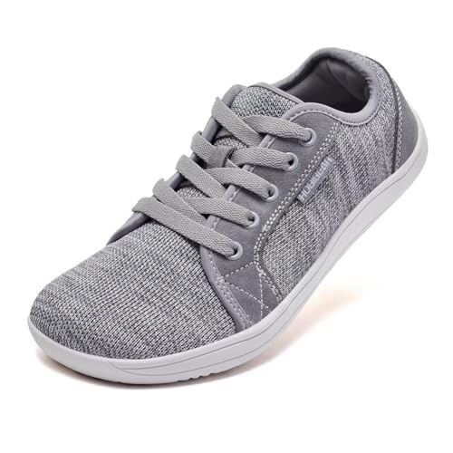 HOBIBEAR Unisex Breite Barfuss Schuhe Damen Herren Barfußschuhe Minimalistische Outdoor Trail Running Walking Schuhe(Hellgrau, EU 45) von HOBIBEAR