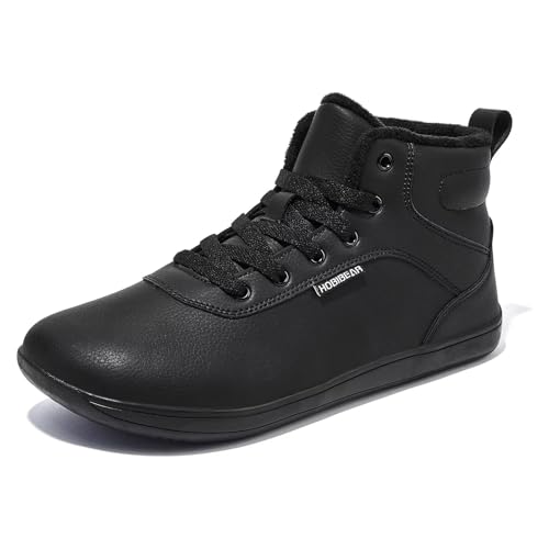 HOBIBEAR Winter Barfußschuhe für Männer Frauen Warm Gefüttert Breite Zehenbox Winterschuhe Schwarz，EU 45 von HOBIBEAR