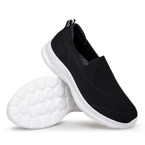 HOBTEC Slip-on-Sneaker for Damen, Trainingsschuhe mit Fußgewölbeunterstützung (Color : Black, Size : 39 EU) von HOBTEC