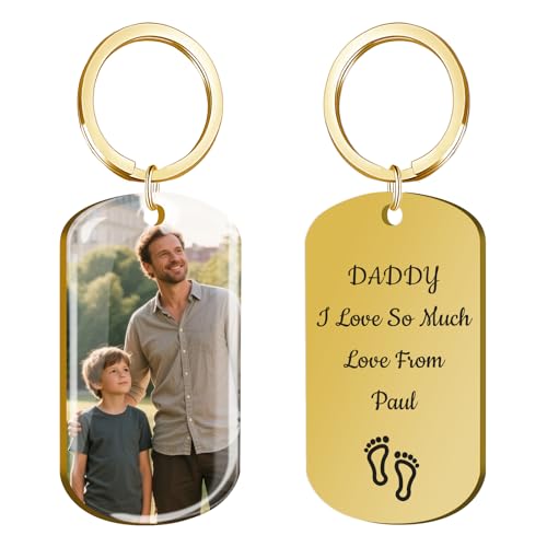 HOBULL Schlüsselanhänger Personalisiert Foto, Personalisierter Schlüsselanhänger mit Bild Farb-Gravur Personalisierte Geschenke Männer Freund Partner Geburtstag Jubiläen Valentinstag Fotogeschenke von HOBULL