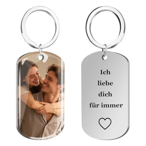 HOBULL Schlüsselanhänger Personalisiert Foto, Personalisierter Schlüsselanhänger mit Bild Farb-Gravur Personalisierte Geschenke Männer Freund Partner Geburtstag Jubiläen Valentinstag Fotogeschenke von HOBULL