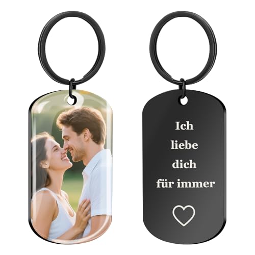 HOBULL Schlüsselanhänger Personalisiert Foto, Personalisierter Schlüsselanhänger mit Bild Farb-Gravur Personalisierte Geschenke Männer Freund Partner Geburtstag Jubiläen Valentinstag Fotogeschenke von HOBULL