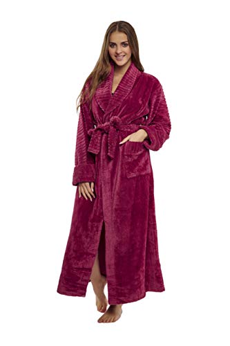 HOC Damen Gerippter Schalkragen Chenille Robe, Burgunder, Medium HOC Damen Gerippter Schalkragen Chenille Robe, Burgunder, Medium von HOC House of Chenille