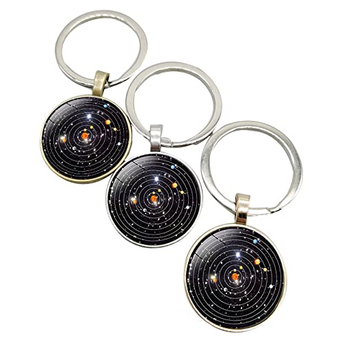 HOCAH Schlüsselanhänger 3 Stück Sonnensystem Kosmischer Sternenhimmel Edelsteine Leuchtende Schlüsselanhänger Vintage Schmuck von HOCAH