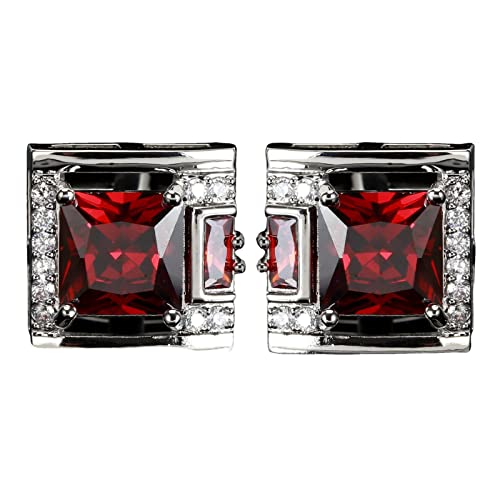 Manschettenknöpfe 2 Quadratische Diamant Herren Manschettenknöpfe Französisches Hemd Anzug Manschettenknöpfe Rote Edelsteine von HOCAH