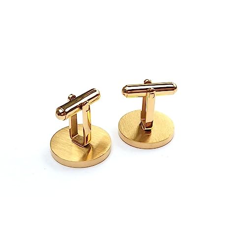 Manschettenknöpfe 2 Stück Blank 16Mm Edelstahl Rund Gebürstet Manschettenknöpfe Herren Hemd Accessoires Gold von HOCAH