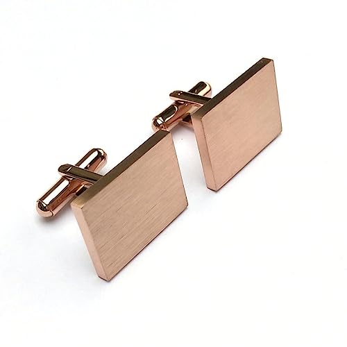 Manschettenknöpfe 2 Stück Edelstahl Manschettenknöpfe Rechteckige Manschetten Metall Titan Stahl Manschettenknöpfe Roségold von HOCAH