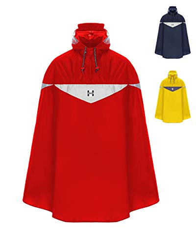 HOCK Premium Fahrrad Regenponcho 'Super Praktiko' mit Lüftung und seitlicher Armöffnung - 100% wasserdichter Fahrradponcho für Herren & Damen (Rot, XL) von HOCK