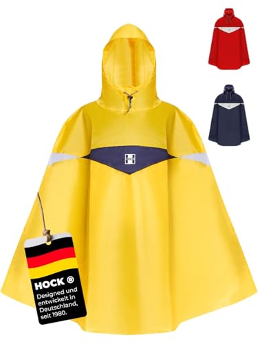HOCK Premium Fahrrad Regenponcho 'Super Praktiko' mit Lüftung und seitlicher Armöffnung - 100% wasserdichter Fahrradponcho für Herren & Damen (Gelb, L) von HOCK