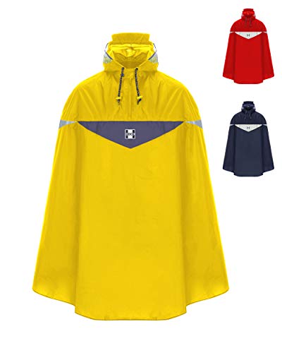 HOCK Premium Fahrrad Regenponcho 'Super Praktiko' mit Lüftung und seitlicher Armöffnung - 100% wasserdichter Fahrradponcho für Herren & Damen (Gelb, XL) von HOCK