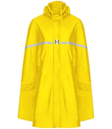 HOCK Premium Regenponcho mit Reißverschluss - Fahrradponcho Wasserdicht mit Reflektoren - Herren Damen Regenschutz - Hochwertige Regenbekleidung (gelb, L) von HOCK