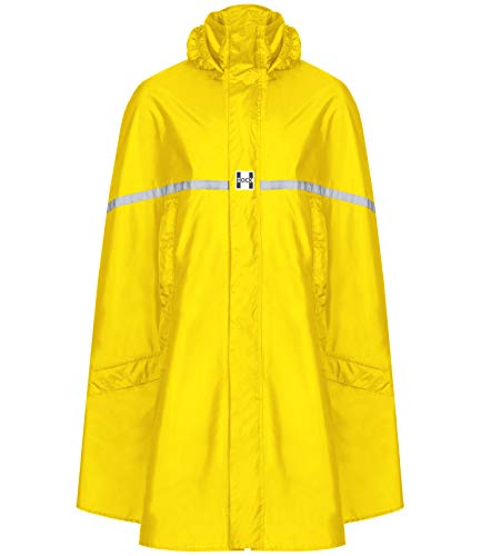 HOCK Premium Regenponcho mit Reißverschluss - Fahrradponcho Wasserdicht mit Reflektoren - Herren Damen Regenschutz - Hochwertige Regenbekleidung (gelb, XXL) von HOCK