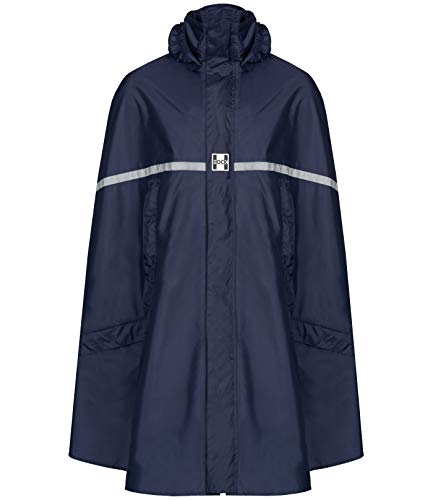 HOCK Premium Regenponcho mit Reißverschluss - Fahrradponcho Wasserdicht mit Reflektoren - Herren Damen Regenschutz - Hochwertige Regenbekleidung (marine, XL) von HOCK