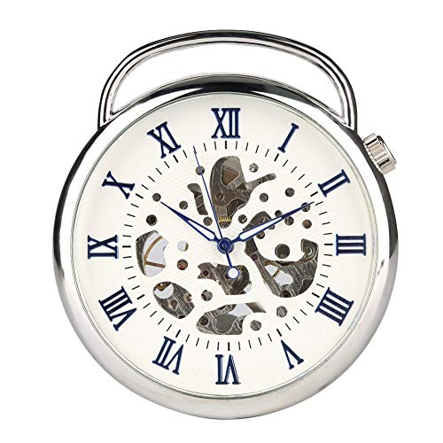 HODAGES Taschenuhr Handbetriebene mechanische Taschenuhr für Herren, silbernes Gehäuse, Blaue römische Digitale Taschenuhren für Jungen, große Uhr für Teenager von HODAGES