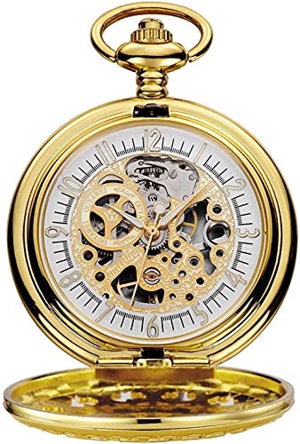 HODAGES Taschenuhren Herren-Taschenuhr, Hohle Perspektive, untere Abdeckung, mechanische Herren-Taschenuhr, mechanische Herren-Taschenuhr (Gold Shell Gold Surface) von HODAGES