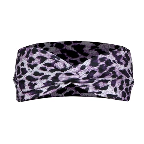 HODASHI Modisches elastisches Haarband für Damen, Leopardenmuster, Kreuz, Fitnessstudio, Haarband, Haarschmuck (lila, groß) von HODASHI