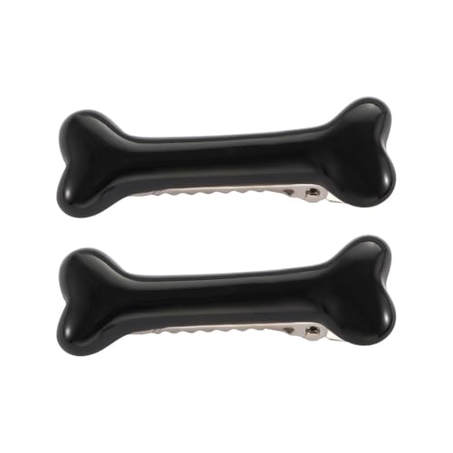 Haarspangen mit Hundeknochen-Design, schöne Haarspangen, Krokodil-Haarspangen, Halloween-Haarschmuck für Damen und Mädchen, Schwarz, 2 Stück von HODASHI