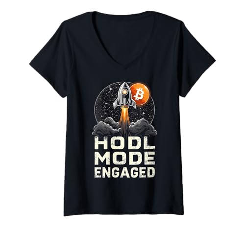 Damen HODL Bitcoin zum Mond T-Shirt mit V-Ausschnitt Damen HODL Bitcoin zum Mond T-Shirt mit V-Ausschnitt von HODL Bitcoin Apparel Tees