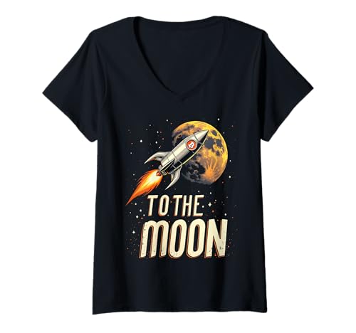 Damen Bitcoin zum Mond T-Shirt mit V-Ausschnitt Damen Bitcoin zum Mond T-Shirt mit V-Ausschnitt von HODL Bitcoin To The Moon Apparel