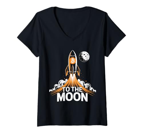 Damen Bitcoin zum Mond T-Shirt mit V-Ausschnitt Damen Bitcoin zum Mond T-Shirt mit V-Ausschnitt von HODL Bitcoin To The Moon Tees